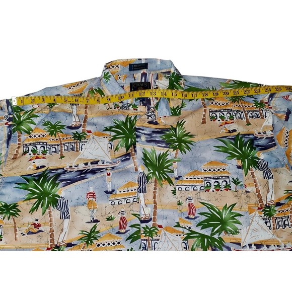 Men's Chaps Multicolored Hawaiian Shirt Short Sleeve Button Up Palm Trees, Sz XL - Picture 7 of 13